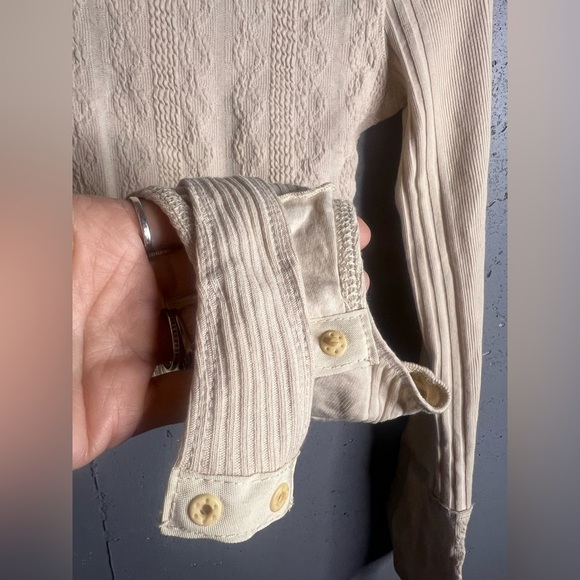 Free People Intimately Bodysuit in Cream Size S Cable Knit Long Sleeve Ribbed. - Picture 8 of 10